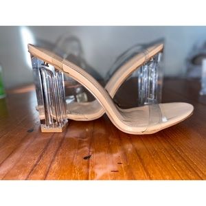 Clear Cape Robbin Wrap High Heels